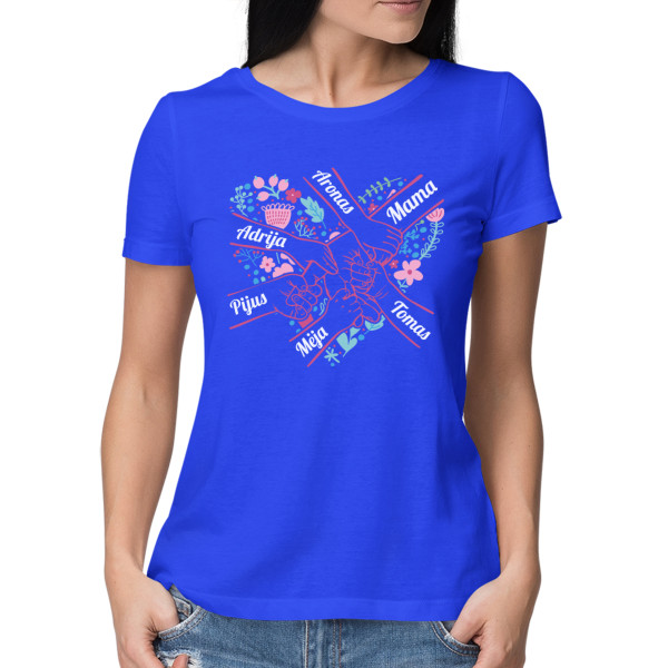 Moteriški marškinėliai "Mamos širdis" su pasirinktais vaikų vardais