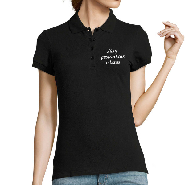 Moteriški Polo marškinėliai su Jūsų pasirinktu užrašu