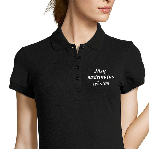 Moteriški Polo marškinėliai su Jūsų pasirinktu užrašu