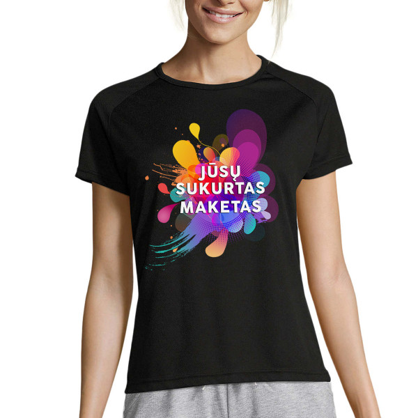 Moteriški sportiniai dry-fit marškinėliai su Jūsų sukurtu dizainu