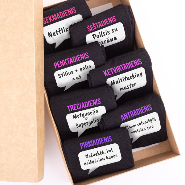 Moteriškų kojinių komplektas "Bosės savaitės planas"