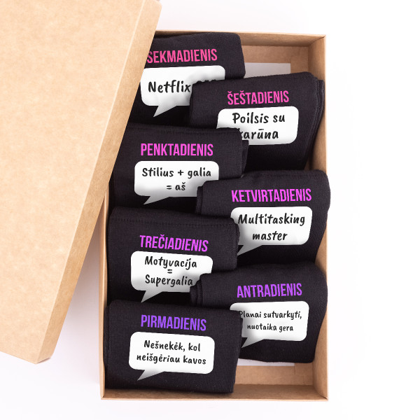 Moteriškų kojinių komplektas "Bosės savaitės planas"