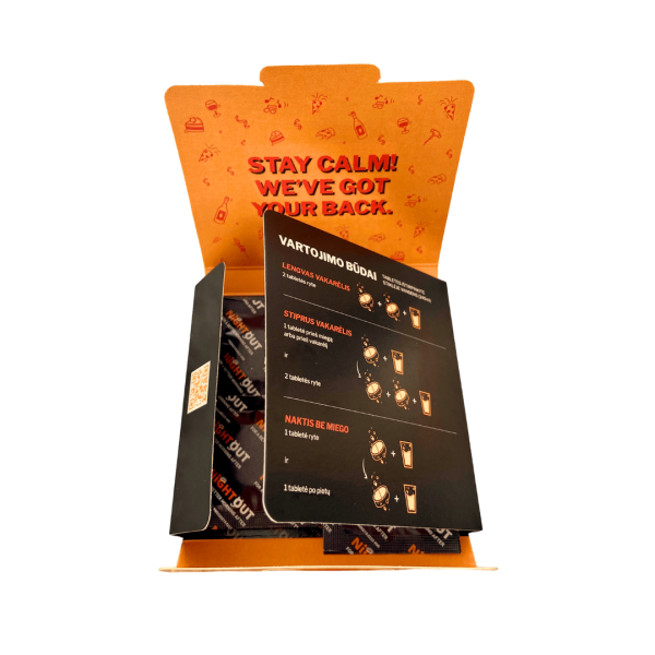 NIGHTOUT maisto papildas nuo pagirių, 5 pakuotės