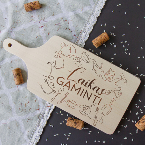 Pjaustymo lentelė su rankena "Laikas gaminti" (35cm) Pjaustymo lentelė su rankena "Laikas gaminti" (35cm)