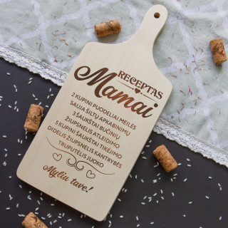 Pjaustymo lentelė su rankena "Receptas Mamai" (30cm)