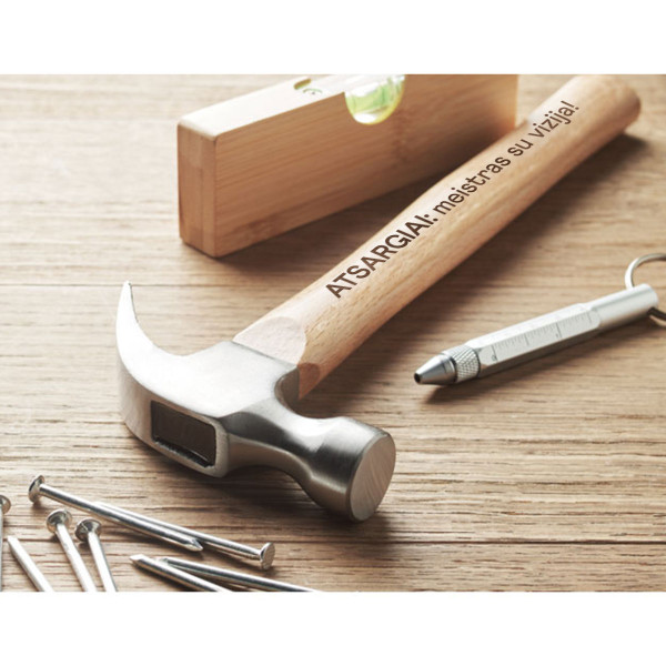 Plaktukas su mediniu kotu "Atsargiai: meistras su vizija!"