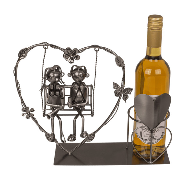 Metalinis butelio laikiklis "Porelė ant sūpynių"
