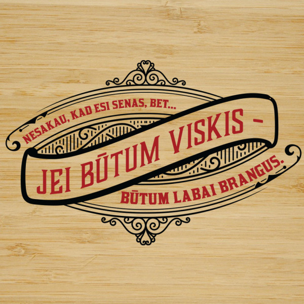 Prabangus viskio stiklinių rinkinys bambukinėje dėžutėje "Brangus viskis"