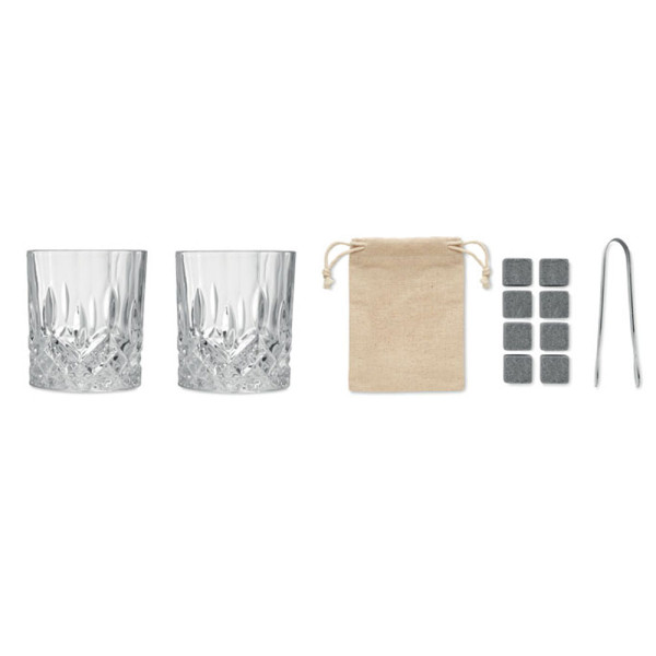 Prabangus viskio stiklinių rinkinys bambukinėje dėžutėje "BOSAS"