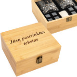 Prabangus viskio stiklinių rinkinys bambukinėje dėžutėje "INVERNESS" (su galimybe išgraviruoti už papildomą kainą)