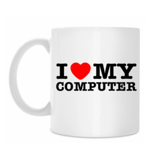 Puodelis ,,Aš myliu savo kompiuterį"