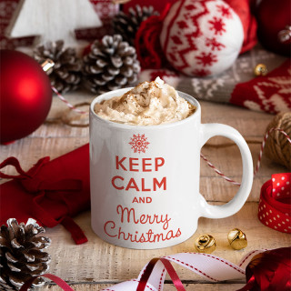 Puodelis "Keep calm Merry Christmas"