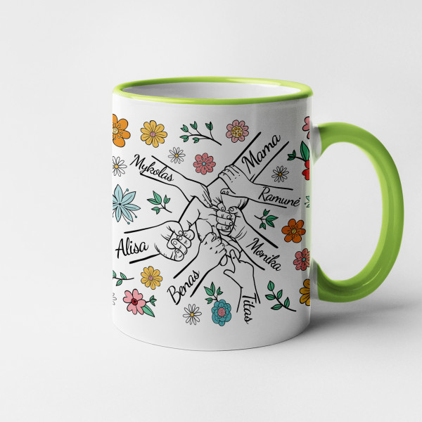 Puodelis "Mama ir vaikai" su vaikų vardais