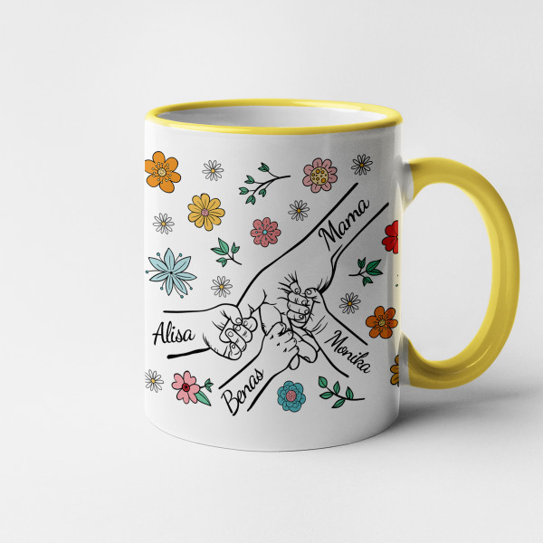 Puodelis "Mama ir vaikai" su vaikų vardais