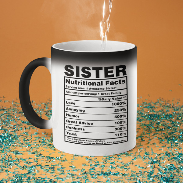 Puodelis "Sister Nutrition Facts"