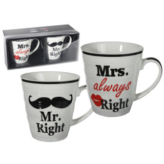 Puodelių komplektas "Mr. Right & Mrs. Always Right"