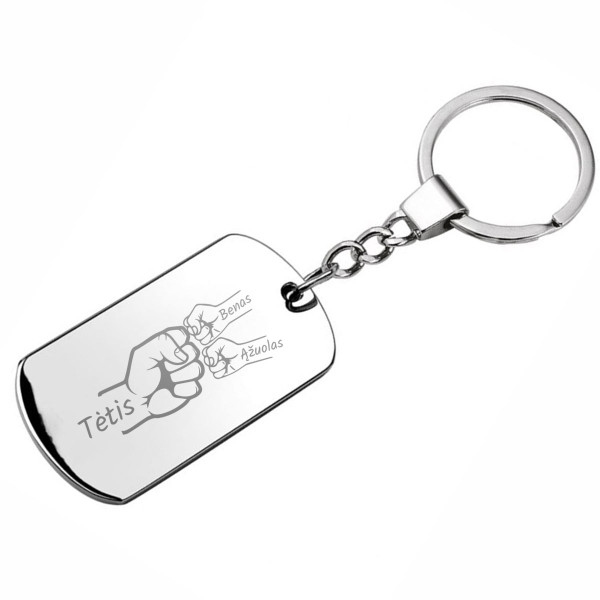 Raktų pakabukas "Tėčio komanda" su pasirinktais vaikų vardais