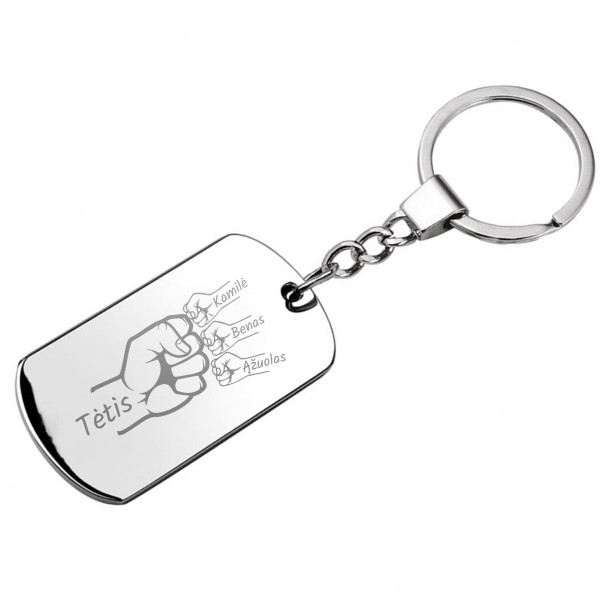 Raktų pakabukas "Tėčio komanda" su pasirinktais vaikų vardais