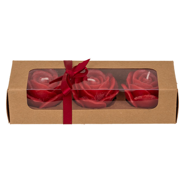 Rožės formos žvakių rinkinys dovanų dėžutėje (3vnt) 