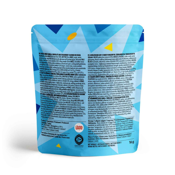 STAR CANDIES šaltyje džiovinti ledai NEAPOLITAN (vaniliniai, šokoladiniai, braškiniai), 16g