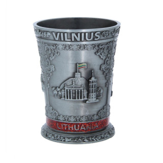 Sidabro spalvos metalinis stikliukas "Lietuva" Sidabro spalvos metalinis stikliukas "Lietuva"