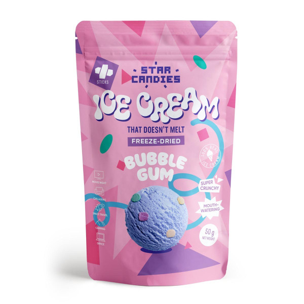 STAR CANDIES šaltyje džiovinti kramtomosios gumos ledai, 50g