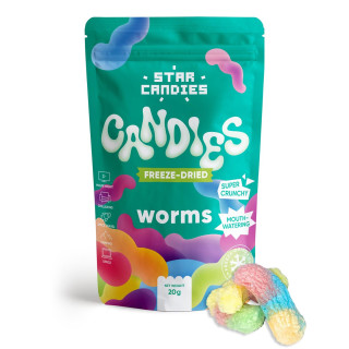 STAR CANDIES šaltyje džiovinti guminukai "Worms", 20g