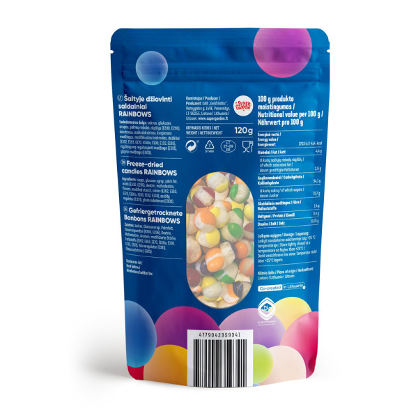 STAR CANDIES šaltyje džiovinti saldainiai "Rainbows", 120g
