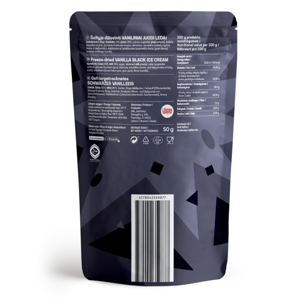 STAR CANDIES šaltyje džiovinti vaniliniai juodieji ledai, 50g