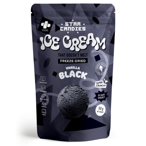 STAR CANDIES šaltyje džiovinti vaniliniai juodieji ledai, 50g