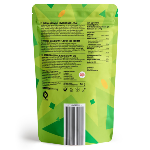 STAR CANDIES šaltyje džiovinti kivi skonio ledai, 50g