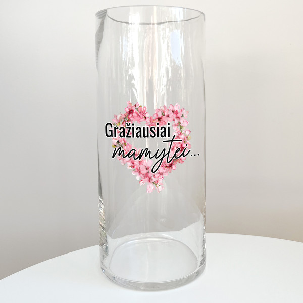 Stiklinė vaza "Gražiausiai mamytei"