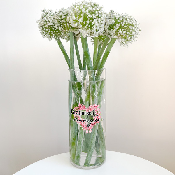 Stiklinė vaza "Gražiausiai mamytei"