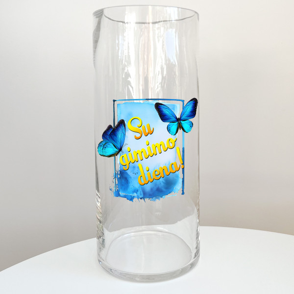 Stiklinė vaza "Su gimimo diena!"