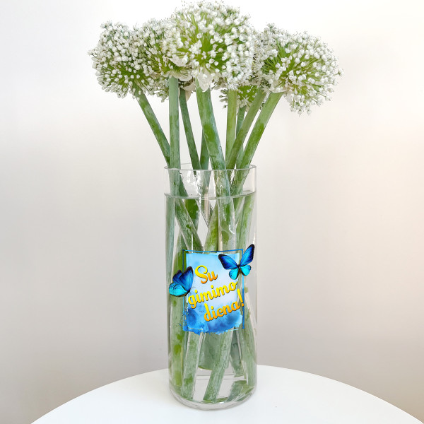 Stiklinė vaza "Su gimimo diena!"