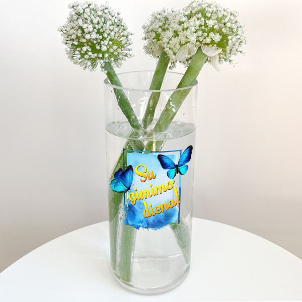 Stiklinė vaza "Su gimimo diena!"