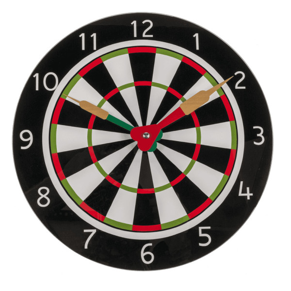 Stiklinis laikrodis "Dartai"