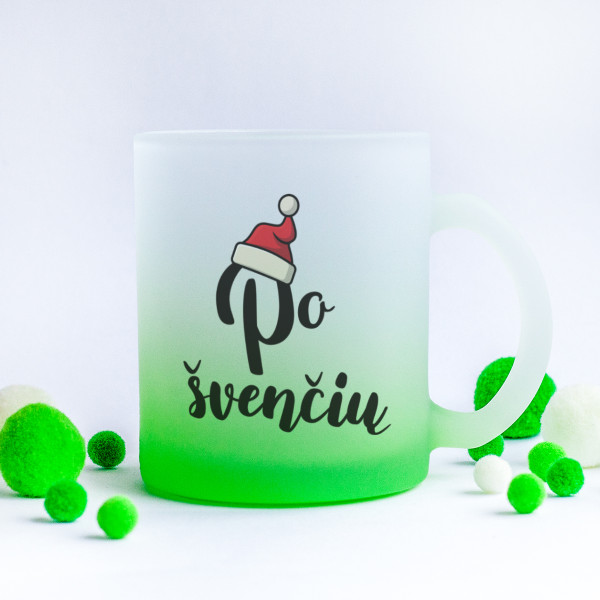 Stiklinis matinis puodelis "Po švenčių"