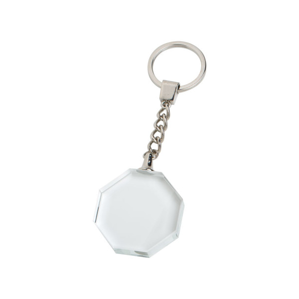Stiklinis raktų pakabukas "Aštuonkampis" (su galimybe išgraviruoti už papildomą kainą)