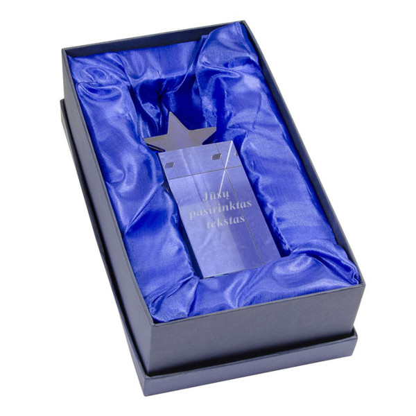 Stiklinis trofėjus "Blue Star" su Jūsų graviruotu tekstu