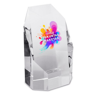 Stiklinis trofėjus dovanų dėžutėje "CRISTALLO" su Jūsų sukurtu dizainu
