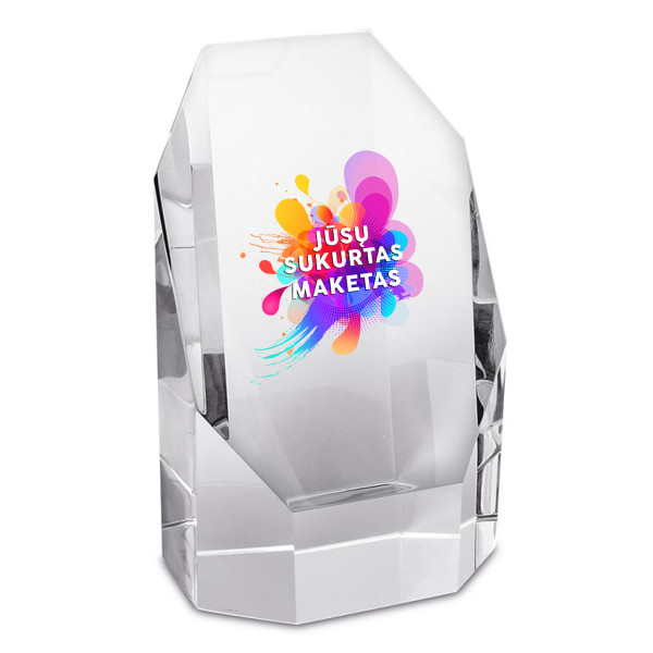 Stiklinis trofėjus dovanų dėžutėje "CRISTALLO" su Jūsų sukurtu dizainu