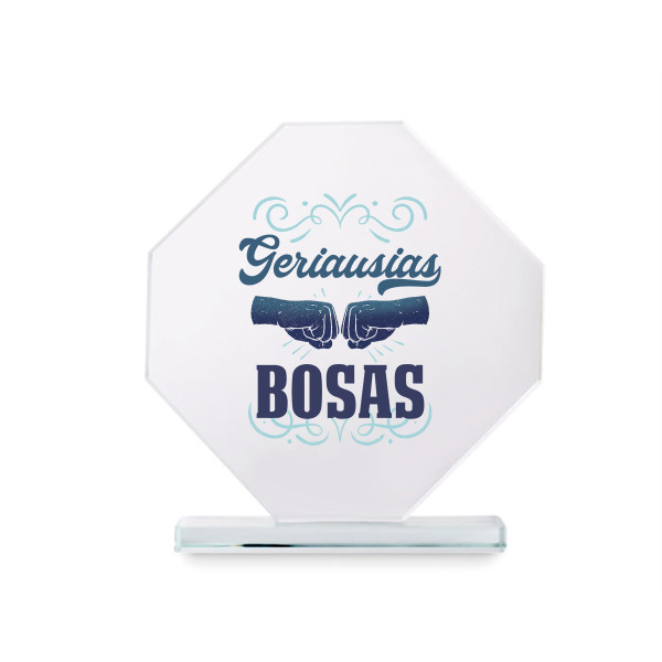 Stiklinis trofėjus dovanų dėžutėje "Geriausias bosas"