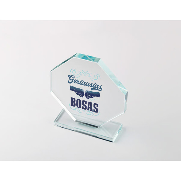 Stiklinis trofėjus dovanų dėžutėje "Geriausias bosas"