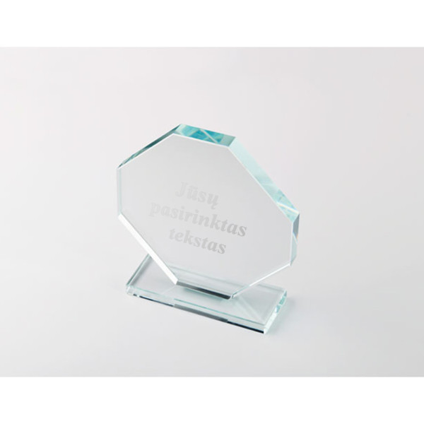 Stiklinis trofėjus dovanų dėžutėje "RUMBO" su Jūsų pasirinktu tekstu