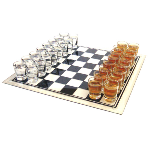 Stiklinis vakarėlių žaidimas "Šaškės - šachmatai"