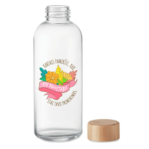 Stiklinis vandens butelis "Esi nuostabi!" (650ml)