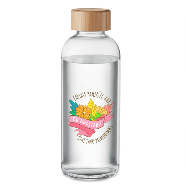 Stiklinis vandens butelis "Esi nuostabi!" (650ml)