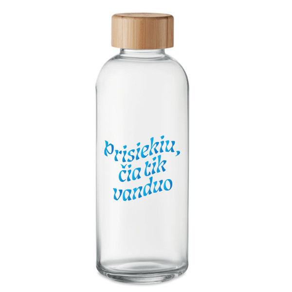 Stiklinis vandens butelis "Prisiekiu, čia tik vanduo" (650ml) Stiklinis vandens butelis "Prisiekiu, čia tik vanduo" (650ml)