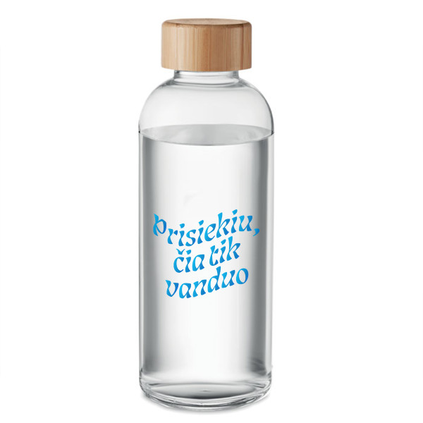 Stiklinis vandens butelis "Prisiekiu, čia tik vanduo" (650ml) Stiklinis vandens butelis "Prisiekiu, čia tik vanduo" (650ml)